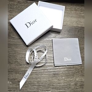 CHRISTIAN DIOR White Jewelry Gift Box Dust Bag Grey Velvet Pouch Ribbon Set Lot